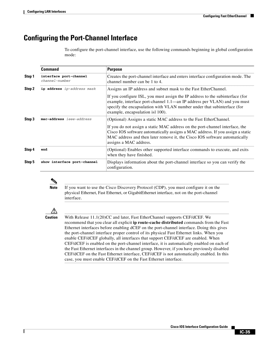 Cisco Systems IC-23 manual Configuring the Port-Channel Interface, IC-35 