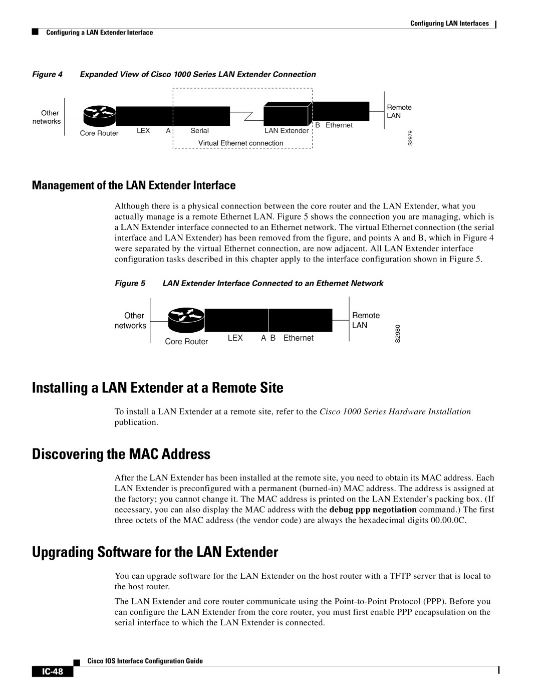 Cisco Systems IC-23 manual Installing a LAN Extender at a Remote Site, Discovering the MAC Address, IC-48 