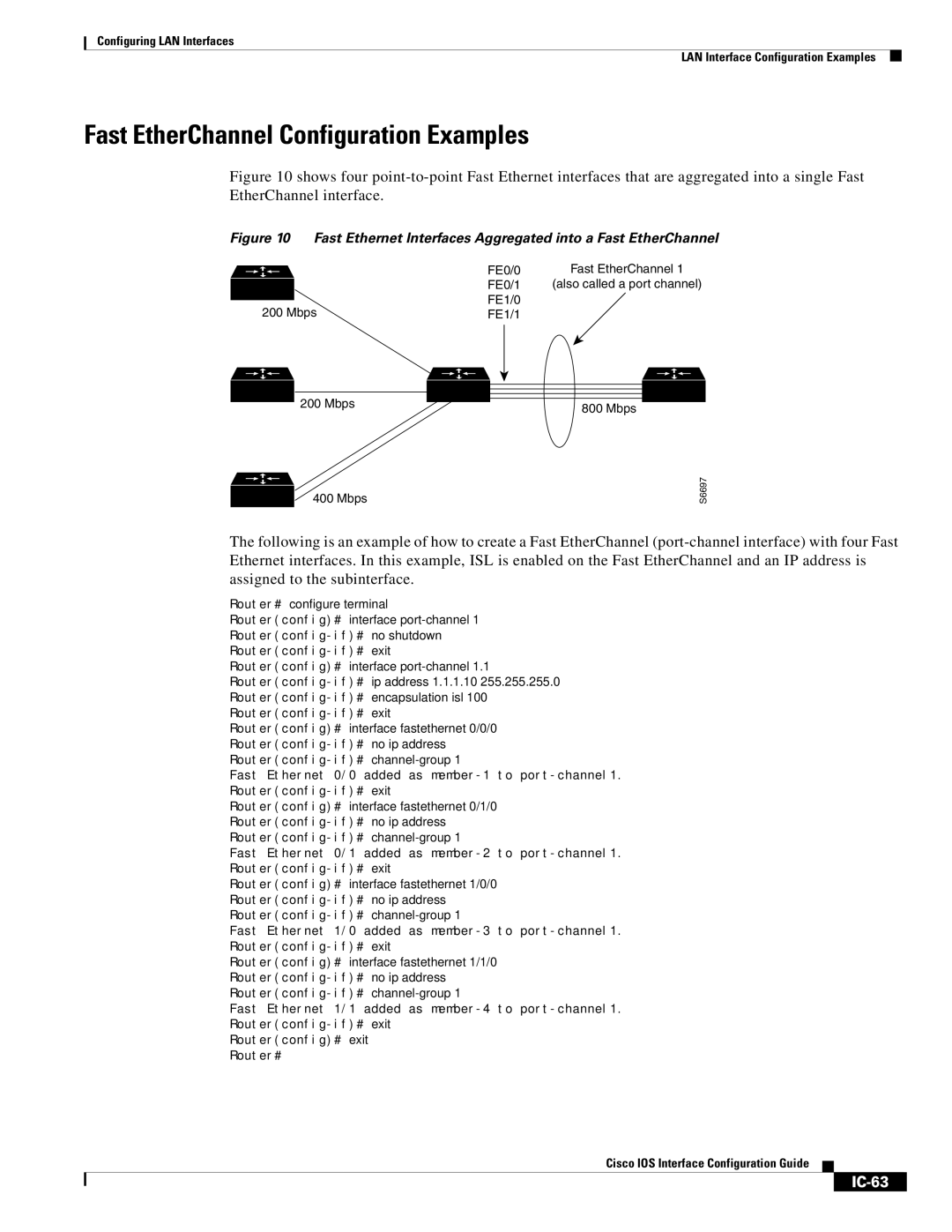 Cisco Systems IC-23 manual Fast EtherChannel Configuration Examples, IC-63 