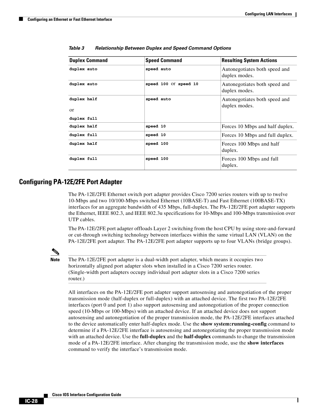 Cisco Systems IC-23 manual Configuring PA-12E/2FE Port Adapter, IC-28 