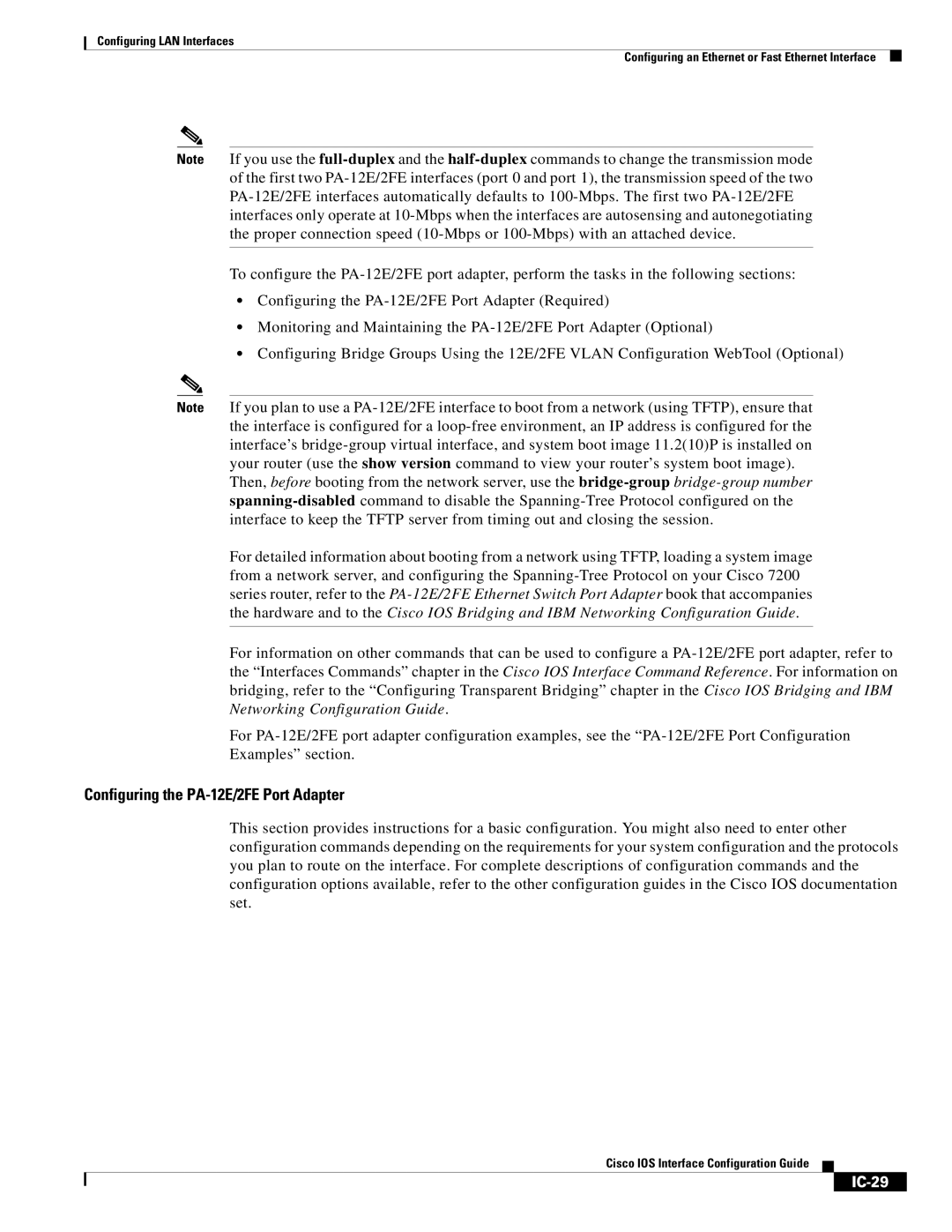 Cisco Systems IC-23 manual Configuring the PA-12E/2FE Port Adapter, IC-29 