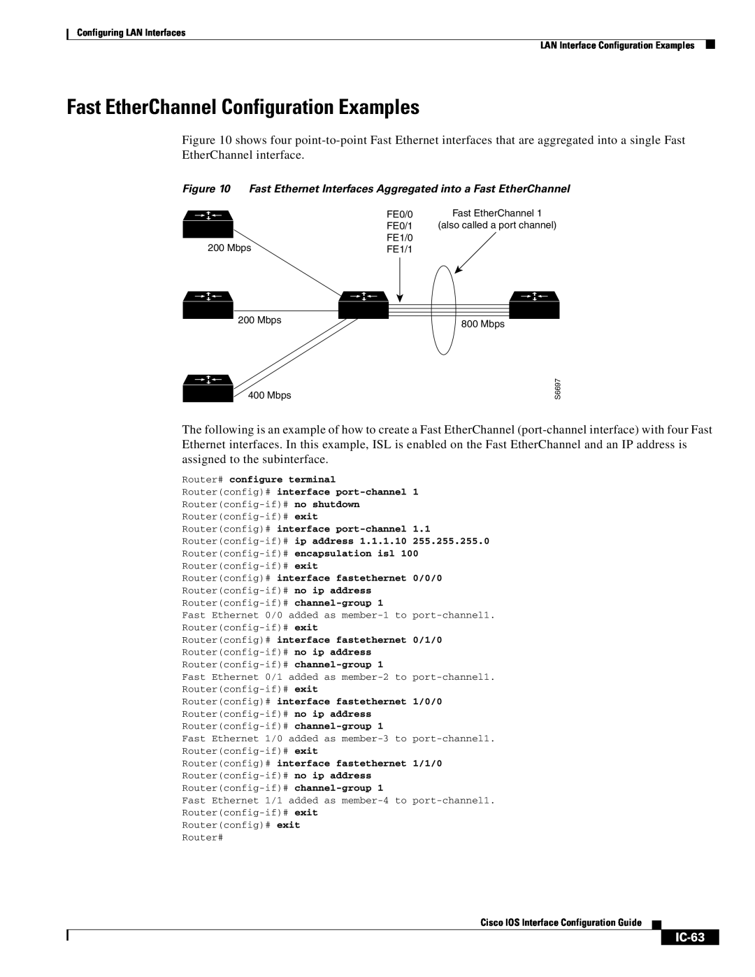 Cisco Systems IC-23 manual Fast EtherChannel Configuration Examples, IC-63 