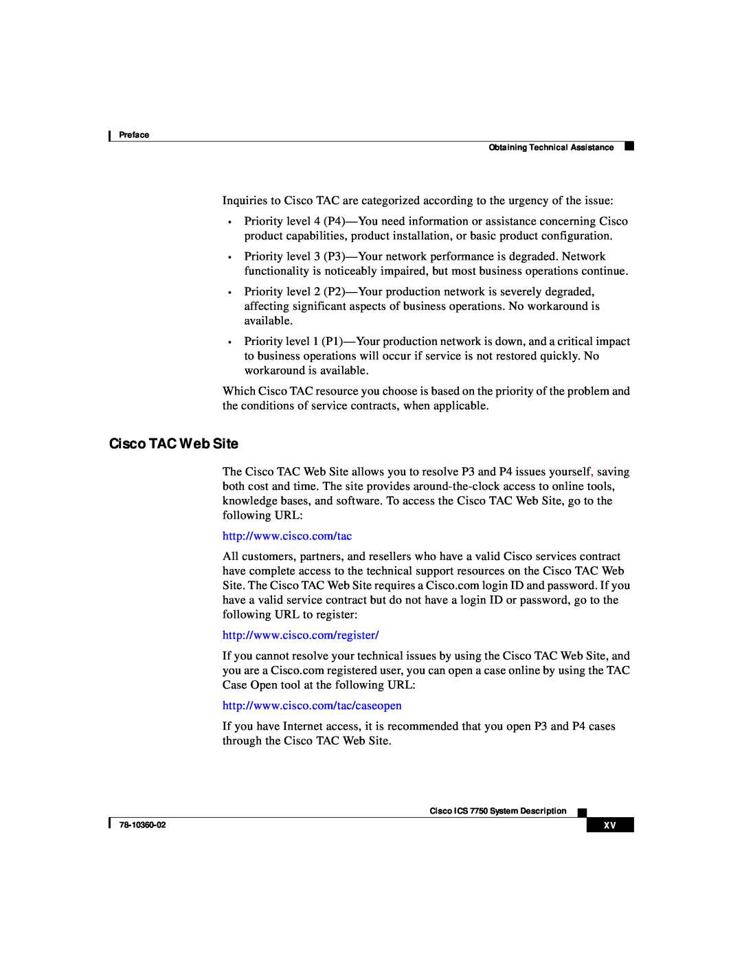 Cisco Systems ICS-7750 manual Cisco TAC Web Site 
