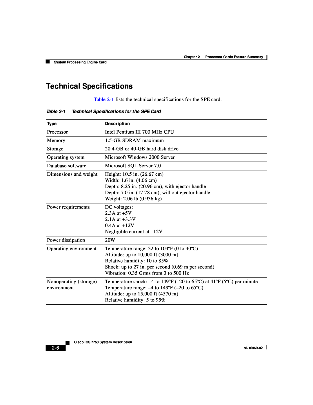 Cisco Systems ICS-7750 manual Technical Specifications 
