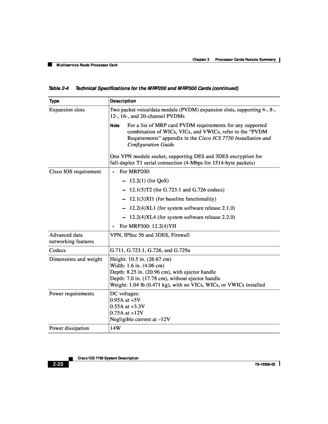 Cisco Systems ICS-7750 manual Requirements” appendix in the Cisco ICS 7750 Installation and, Configuration Guide, 2-20 