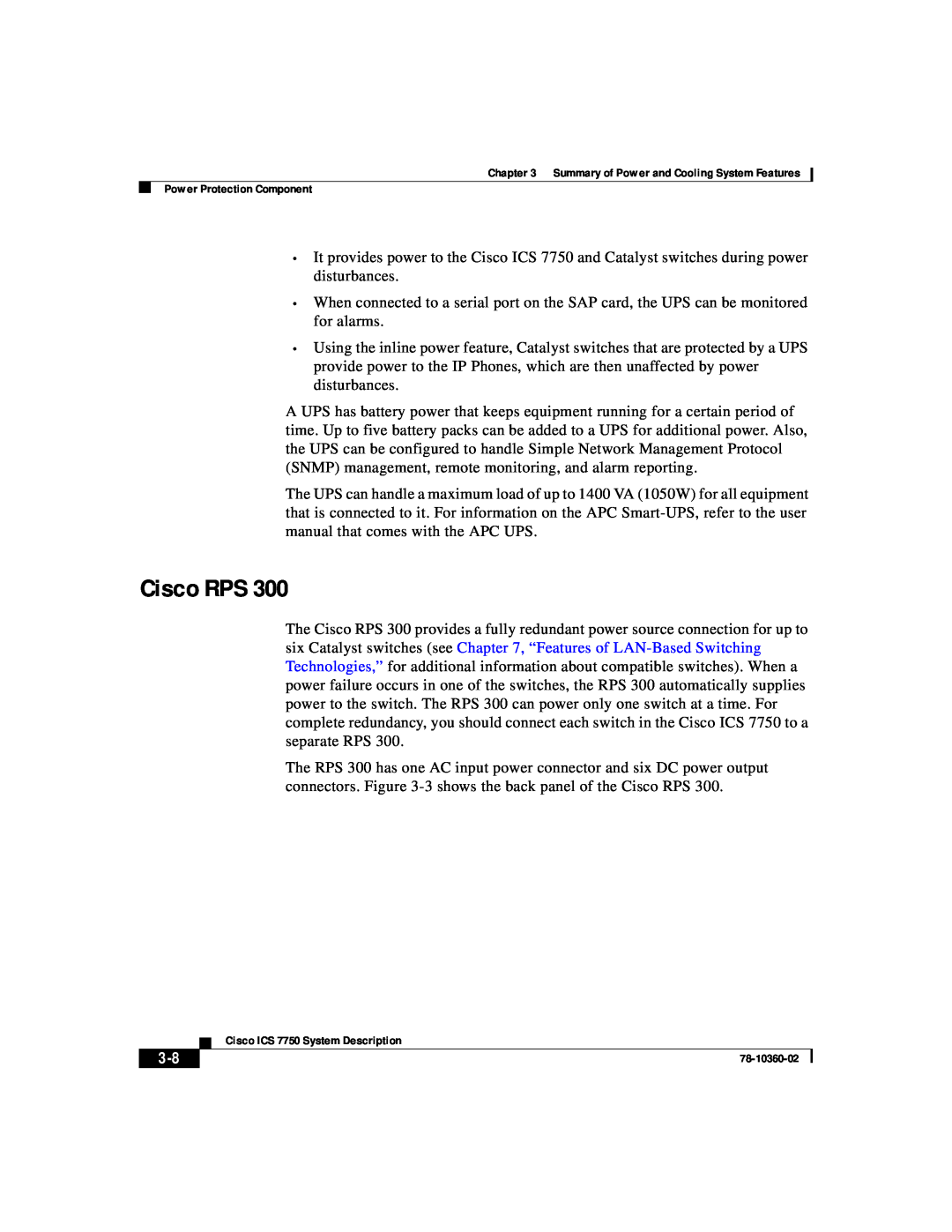 Cisco Systems ICS-7750 manual Cisco RPS 