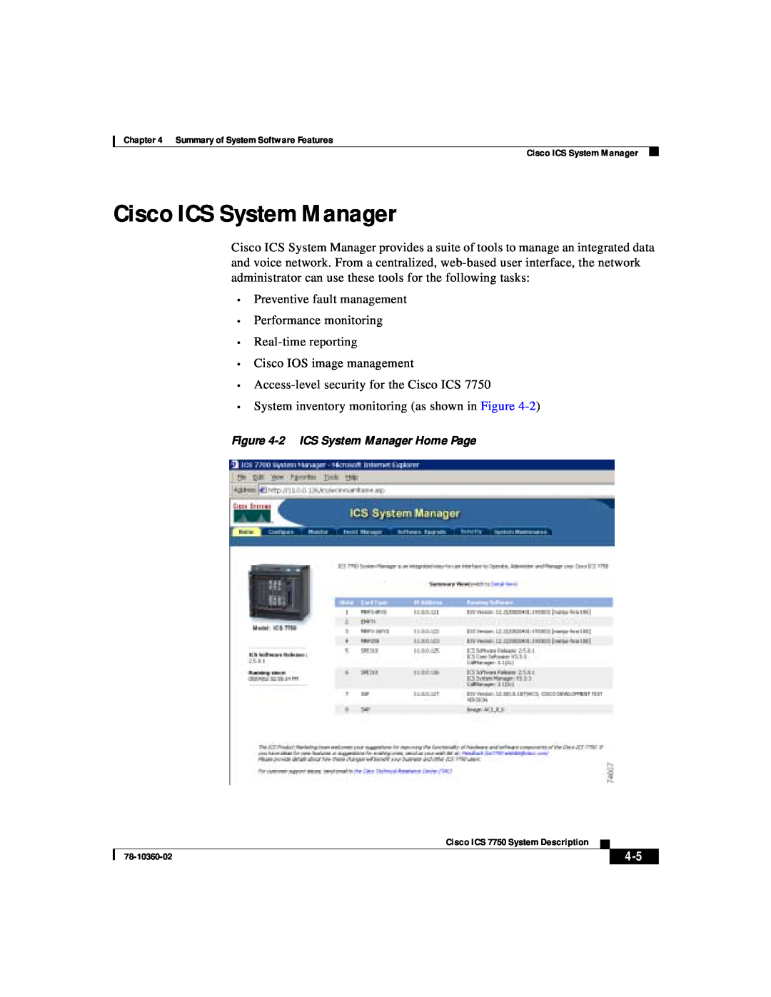 Cisco Systems ICS-7750 manual Cisco ICS System Manager 