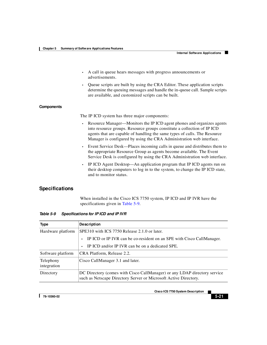 Cisco Systems ICS-7750 manual Components 