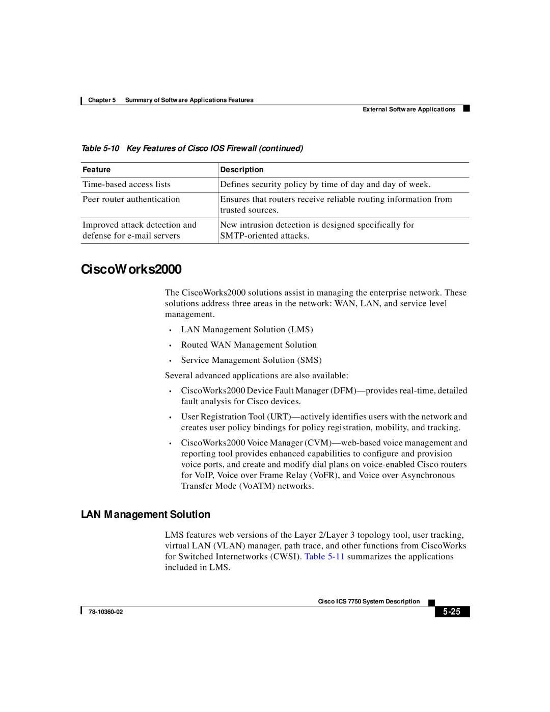 Cisco Systems ICS-7750 manual CiscoWorks2000, LAN Management Solution 