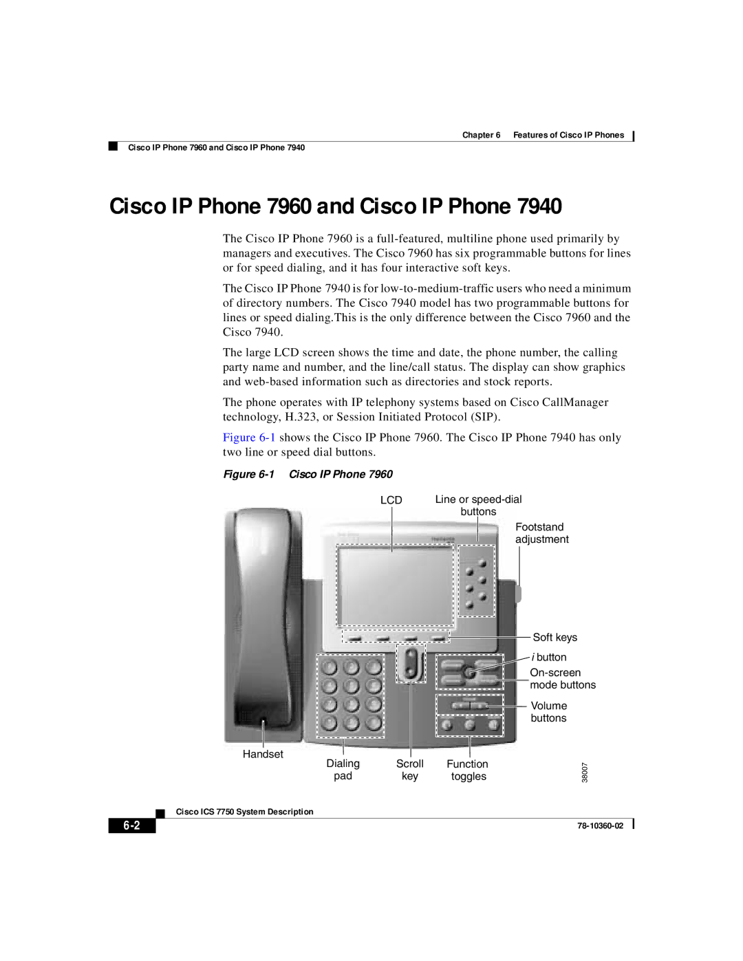 Cisco Systems ICS-7750 manual Cisco IP Phone 7960 and Cisco IP Phone, Lcd 