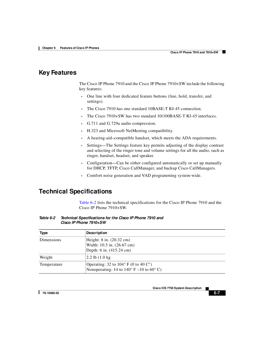 Cisco Systems ICS-7750 manual Key Features 