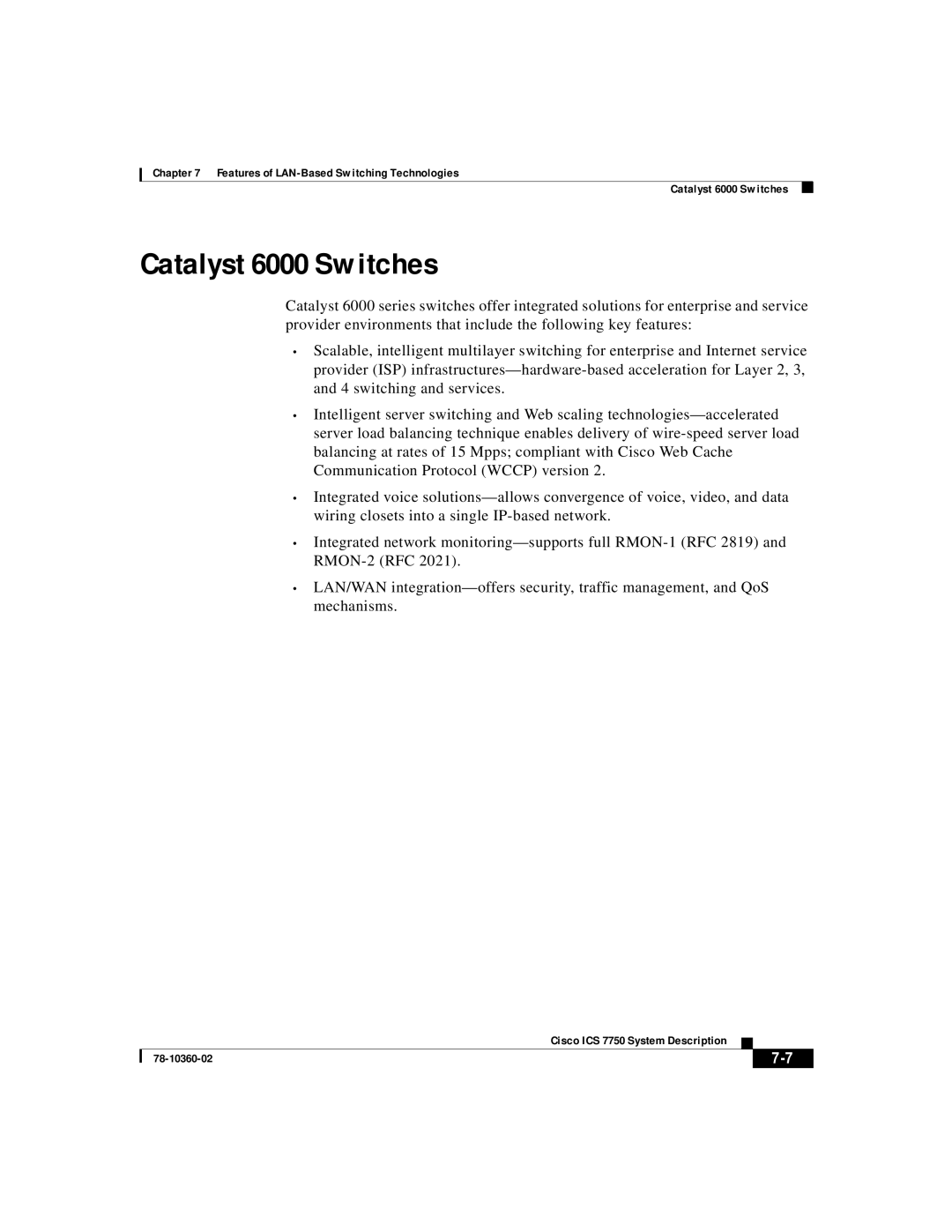 Cisco Systems ICS-7750 manual Catalyst 6000 Switches 