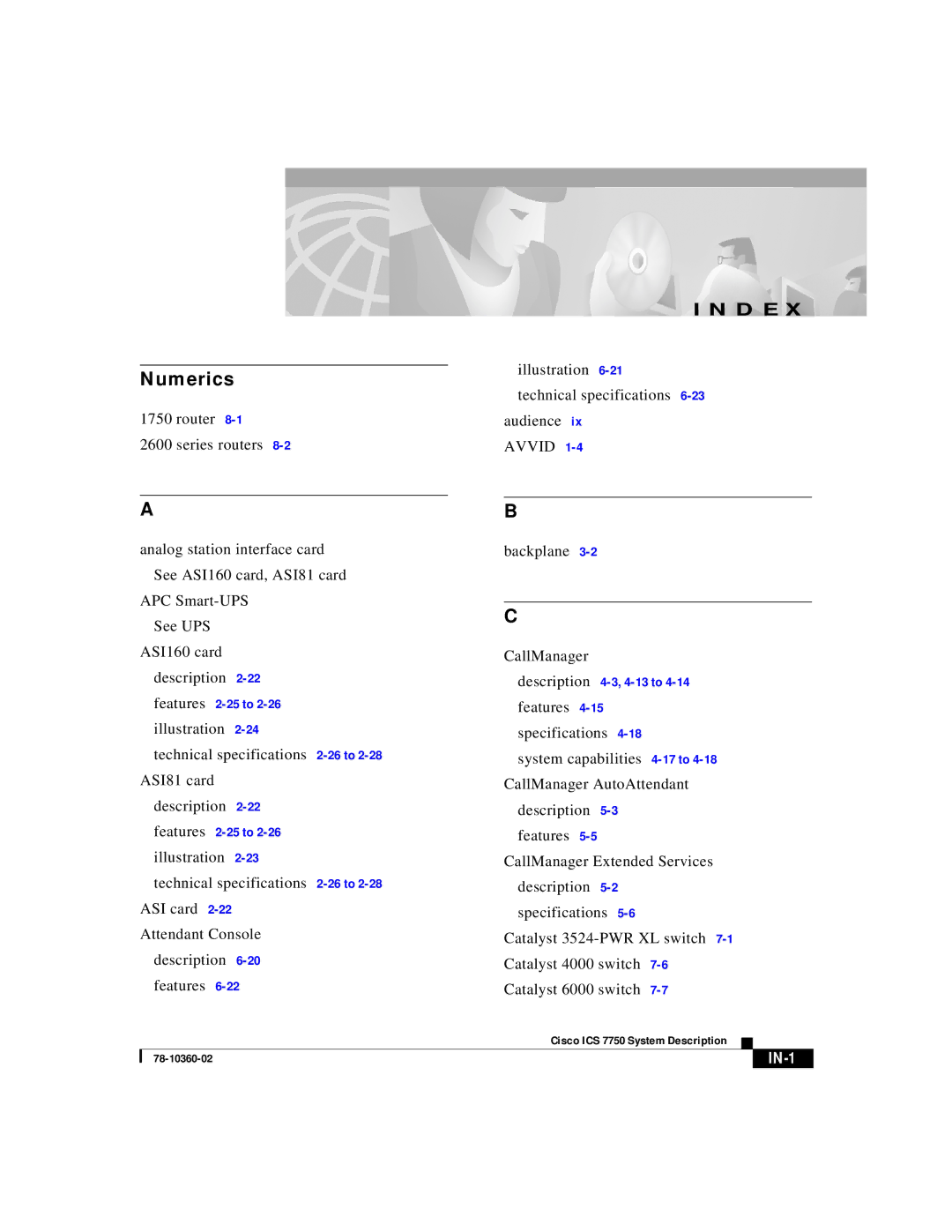 Cisco Systems ICS-7750 manual Numerics, Avvid 