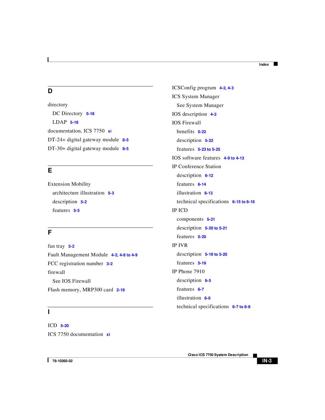 Cisco Systems ICS-7750 manual Ip Ivr, IN-3 