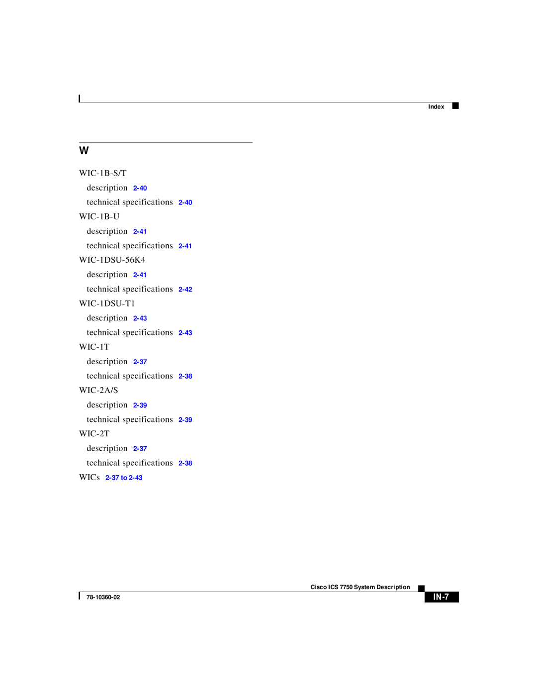 Cisco Systems ICS-7750 manual IN-7 