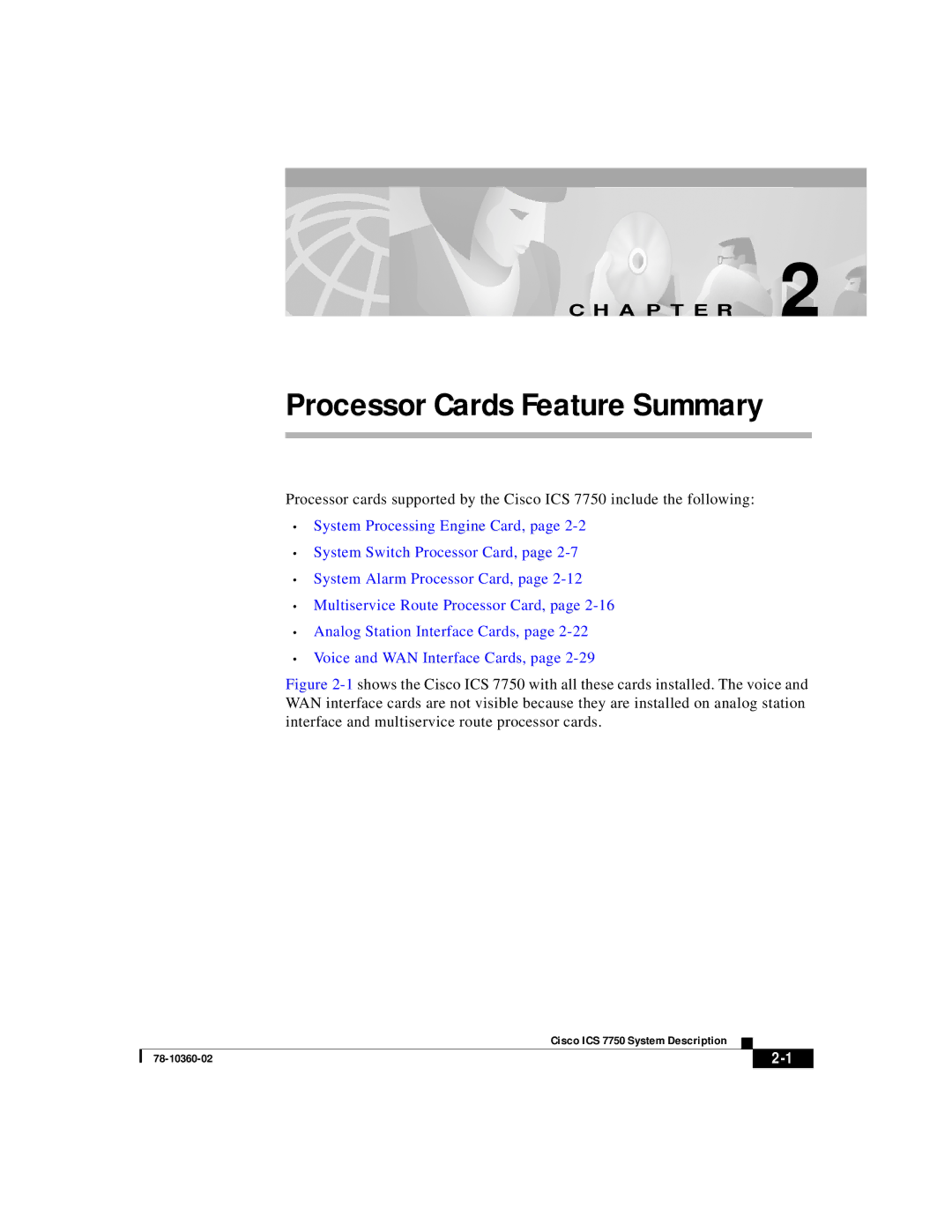 Cisco Systems ICS-7750 manual Processor Cards Feature Summary 