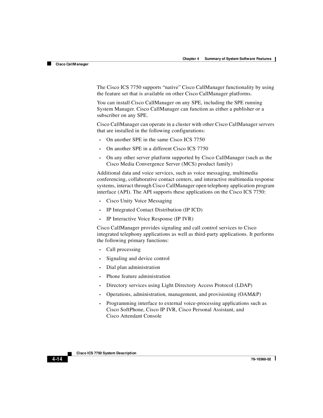 Cisco Systems ICS-7750 manual Cisco ICS 7750 System Description 