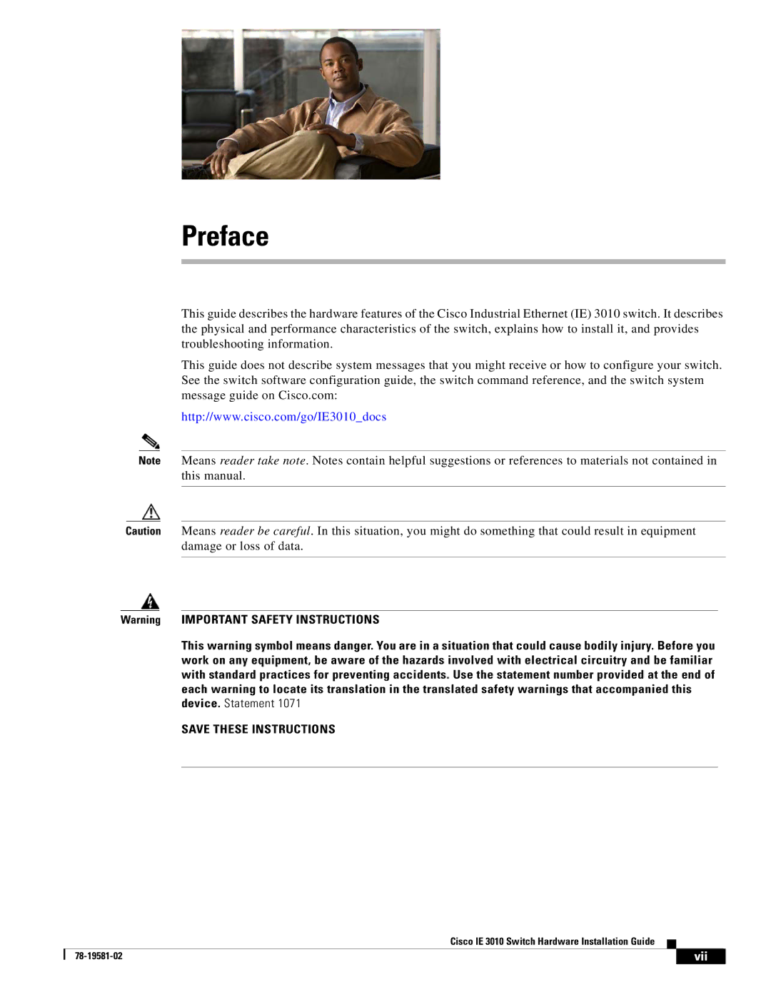 Cisco Systems IE 3010 manual Preface 