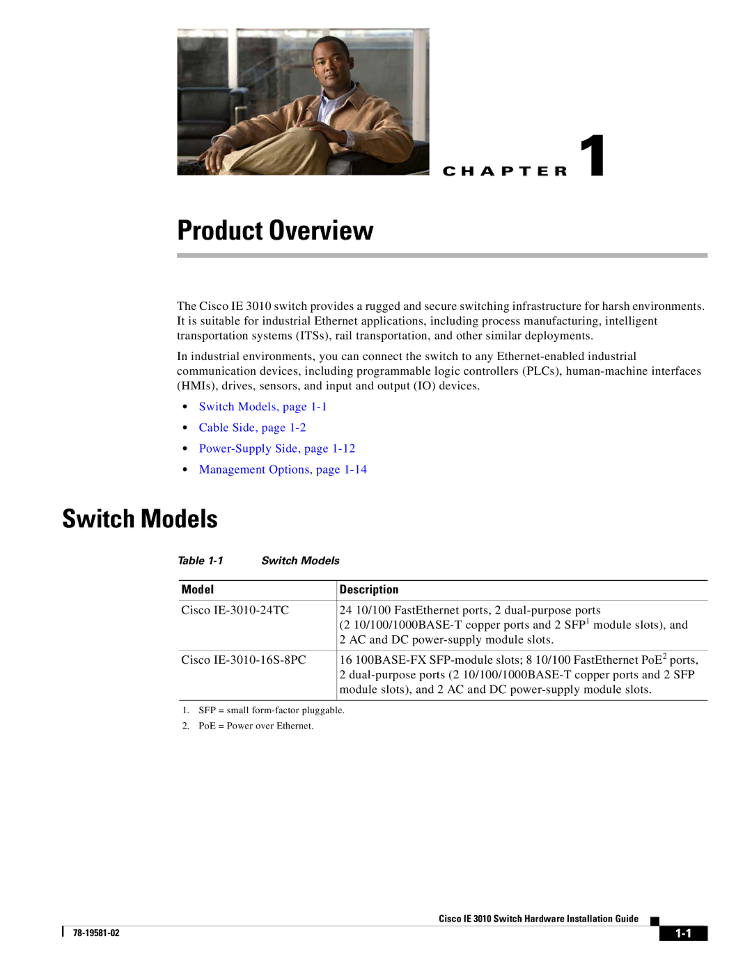 Cisco Systems IE 3010 manual Switch Models, Model Description 