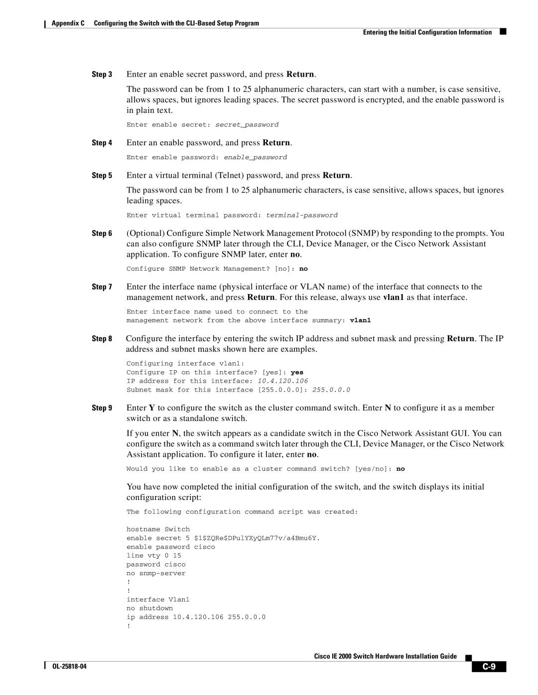 Cisco Systems IE20004TSL, IE20004TSB, IE200016TCB manual Enter an enable password, and press Return 