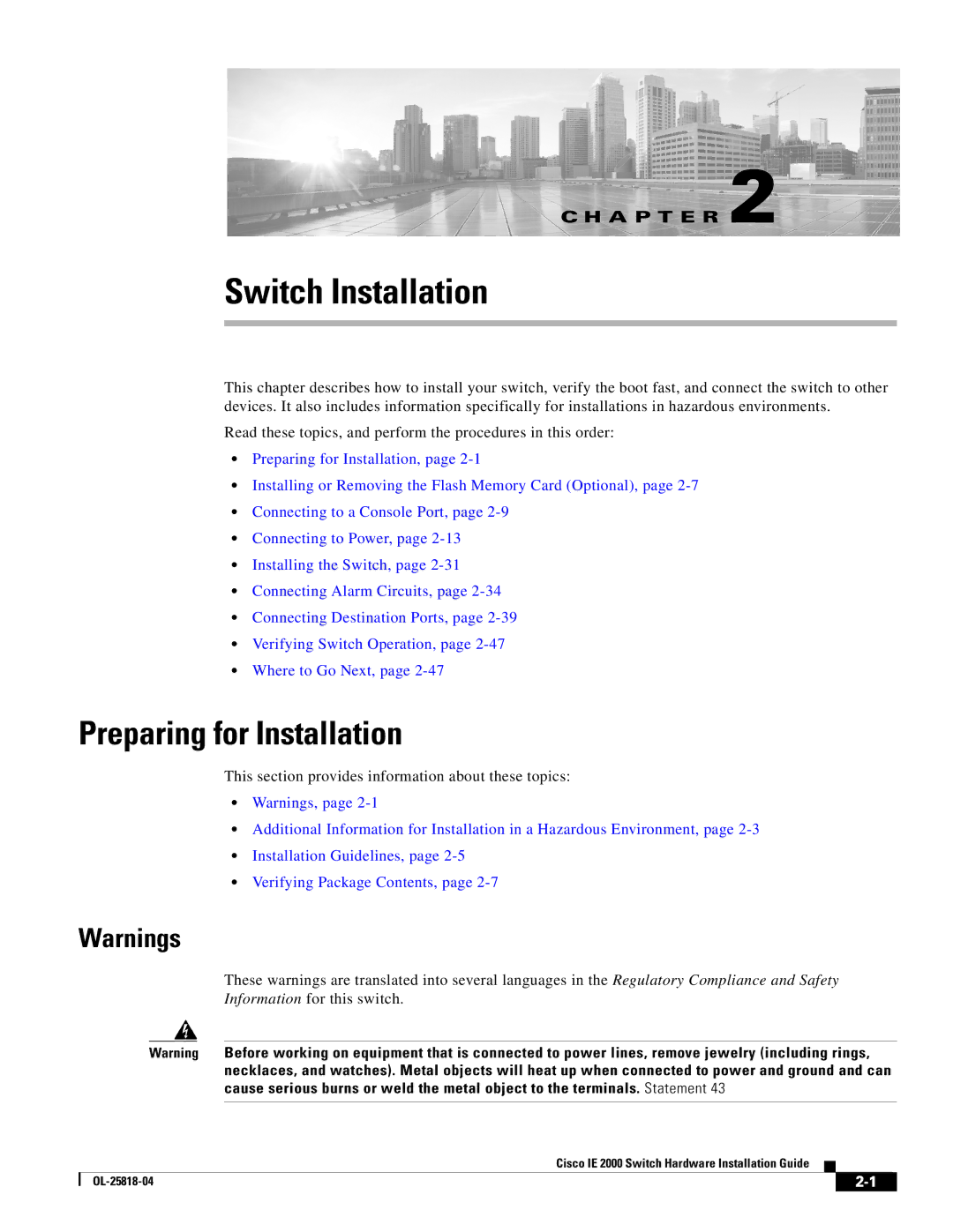 Cisco Systems IE20004TSL, IE20004TSB, IE200016TCB manual Switch Installation, Preparing for Installation 