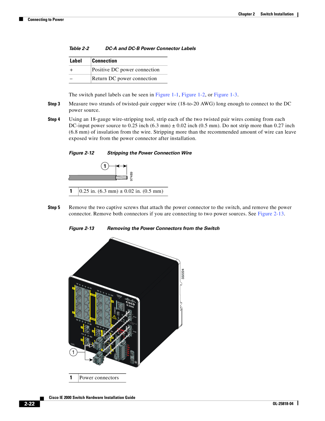 Cisco Systems IE20004TSL, IE20004TSB, IE200016TCB manual Label, Stripping the Power Connection Wire 