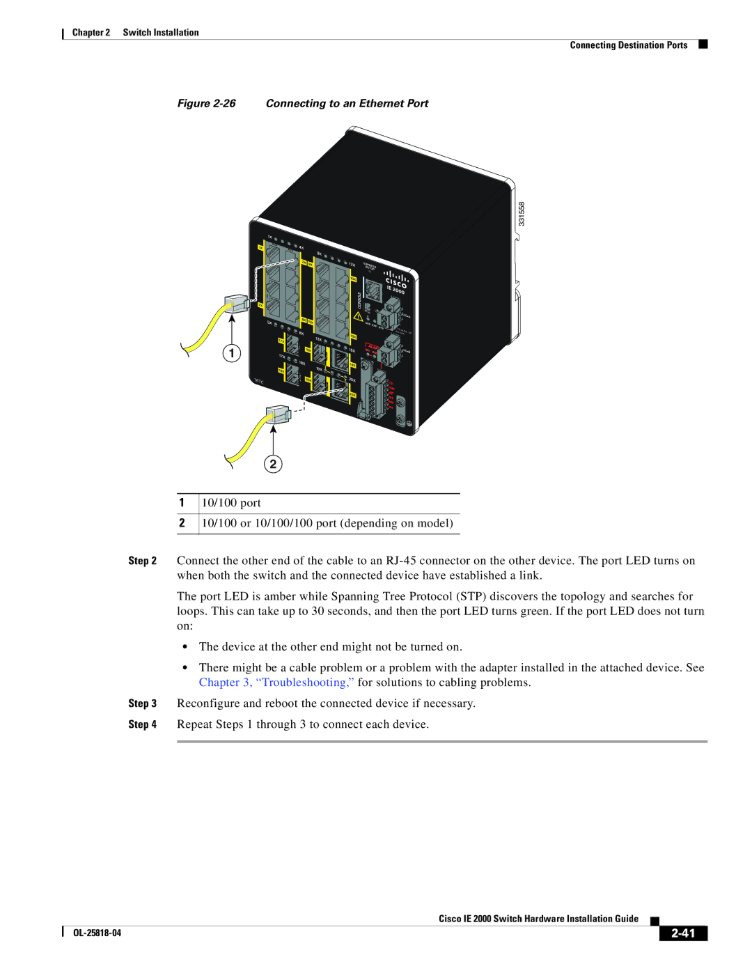 Cisco Systems IE200016TCB, IE20004TSB, IE20004TSL manual Connecting to an Ethernet Port 