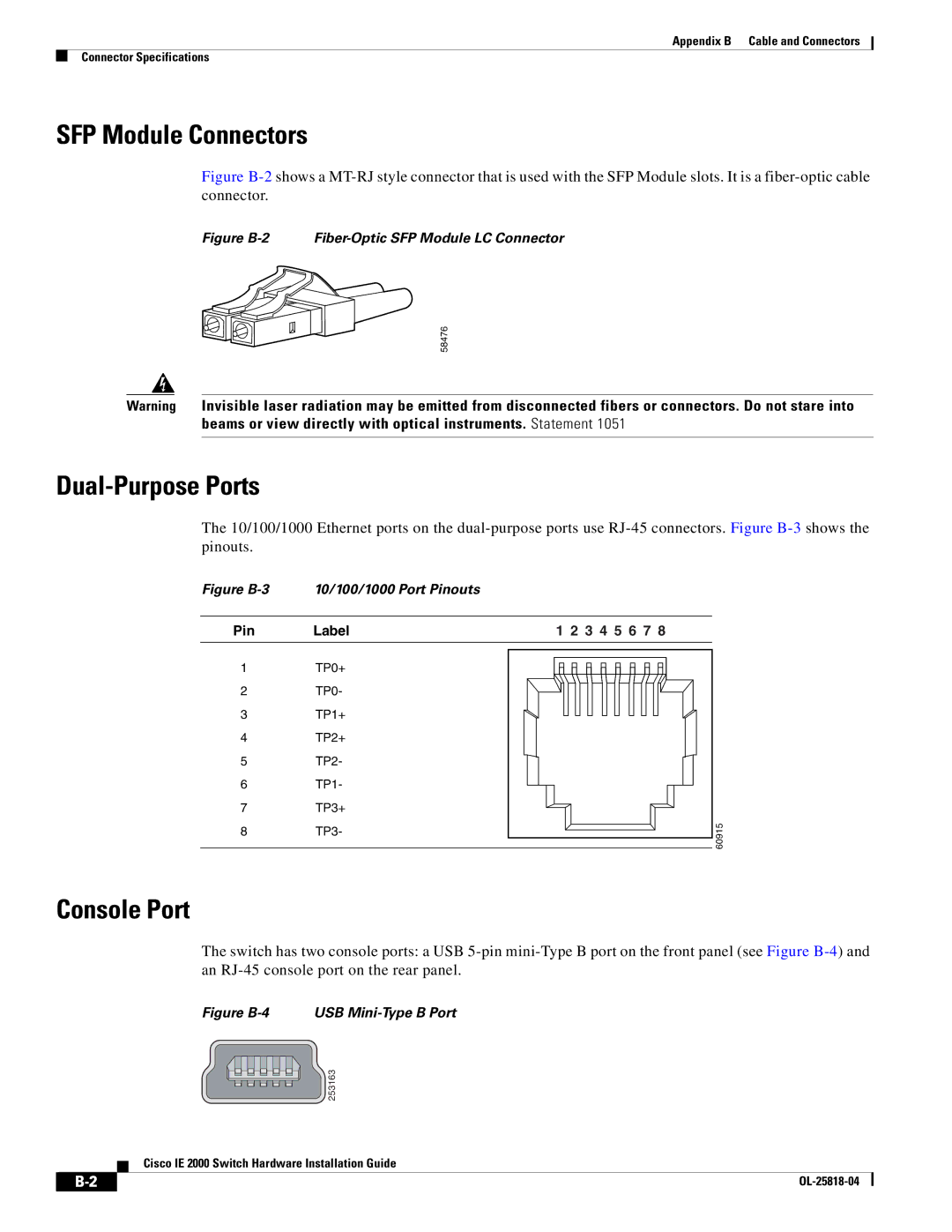 Cisco Systems IE200016TCB, IE20004TSB, IE20004TSL manual SFP Module Connectors, Dual-Purpose Ports, Console Port 