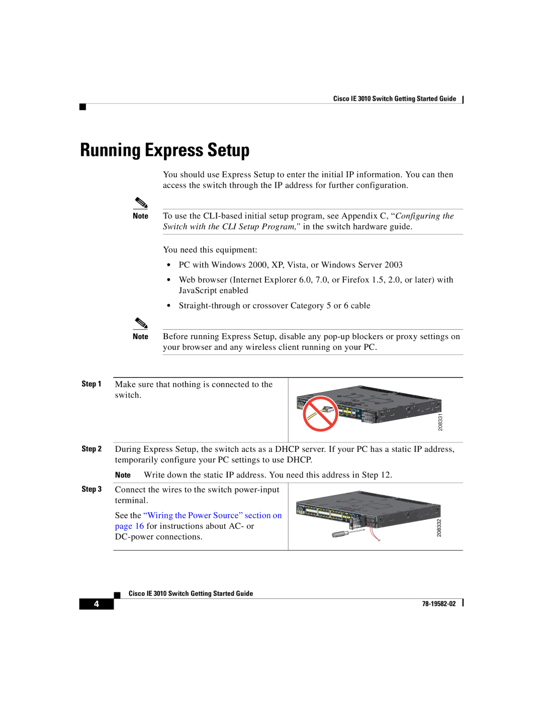 Cisco Systems IE301016S8PC manual Running Express Setup 