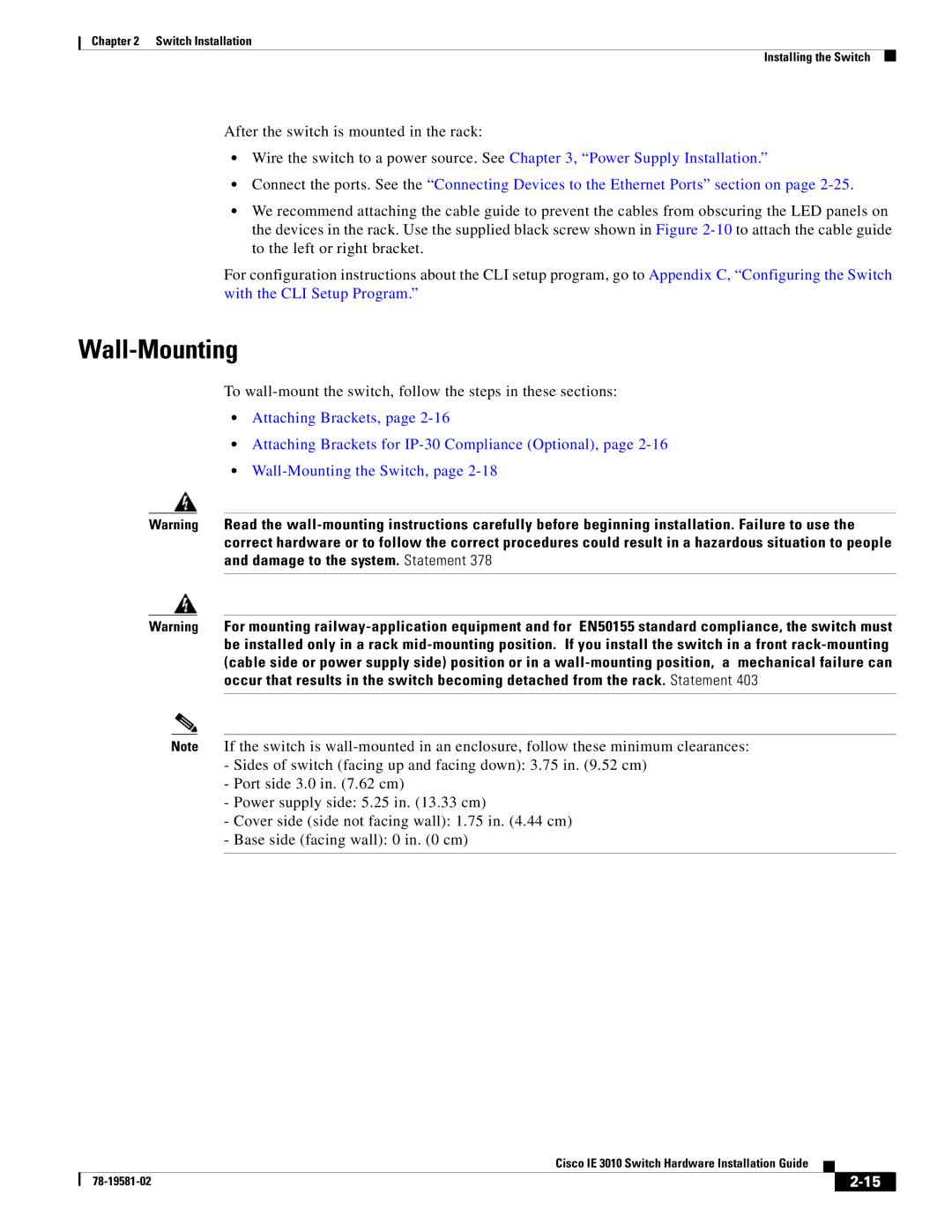 Cisco Systems IE301024TC manual Wall-Mounting 