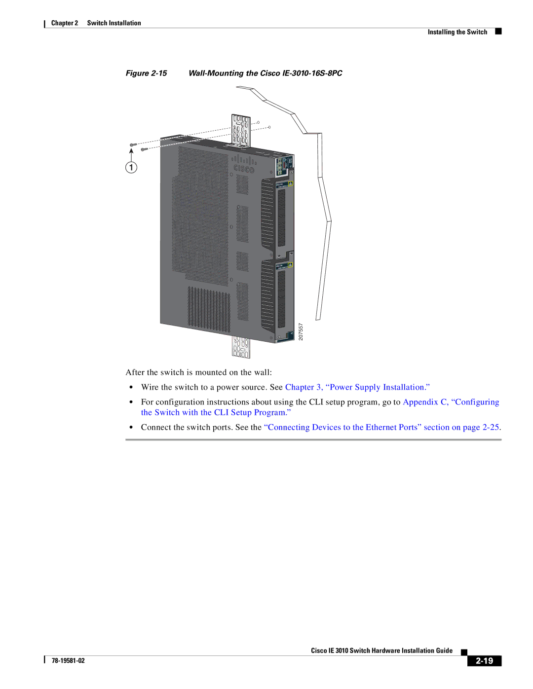 Cisco Systems IE301024TC manual Wall-Mounting the Cisco IE-3010-16S-8PC 