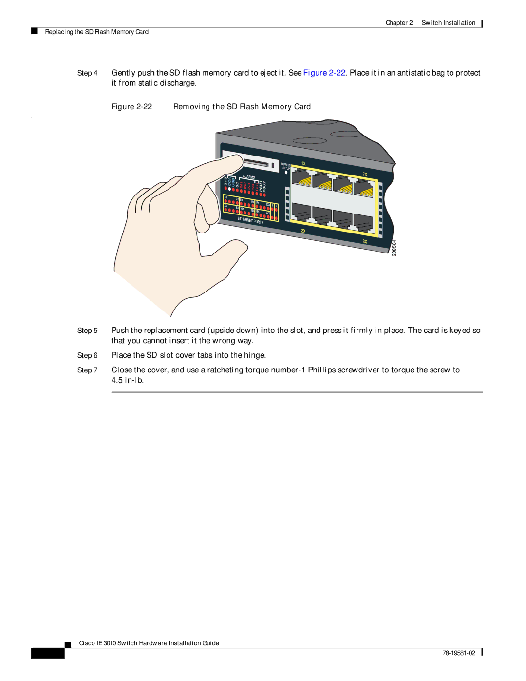 Cisco Systems IE301024TC manual Removing the SD Flash Memory Card 