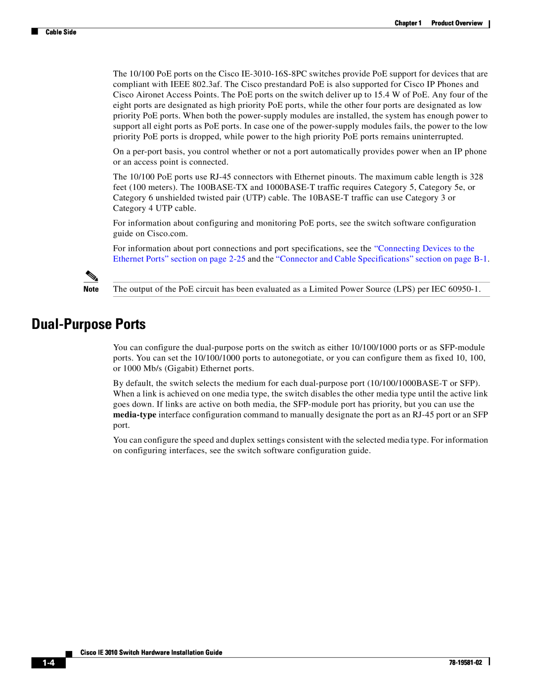 Cisco Systems IE301024TC manual Dual-Purpose Ports 