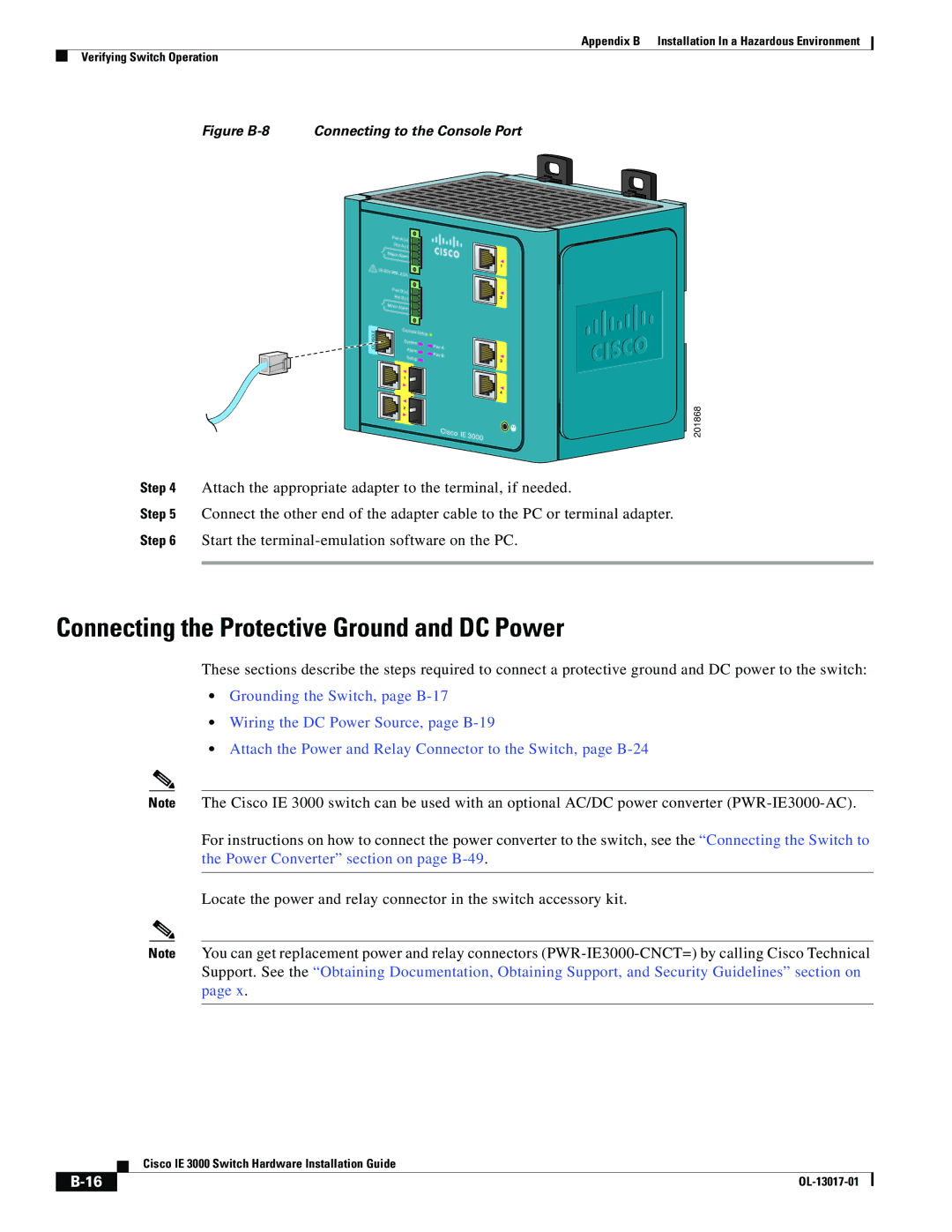 Cisco Systems IEM30004PC, IE 3000 Series manual Figure B-8 Connecting to the Console Port 