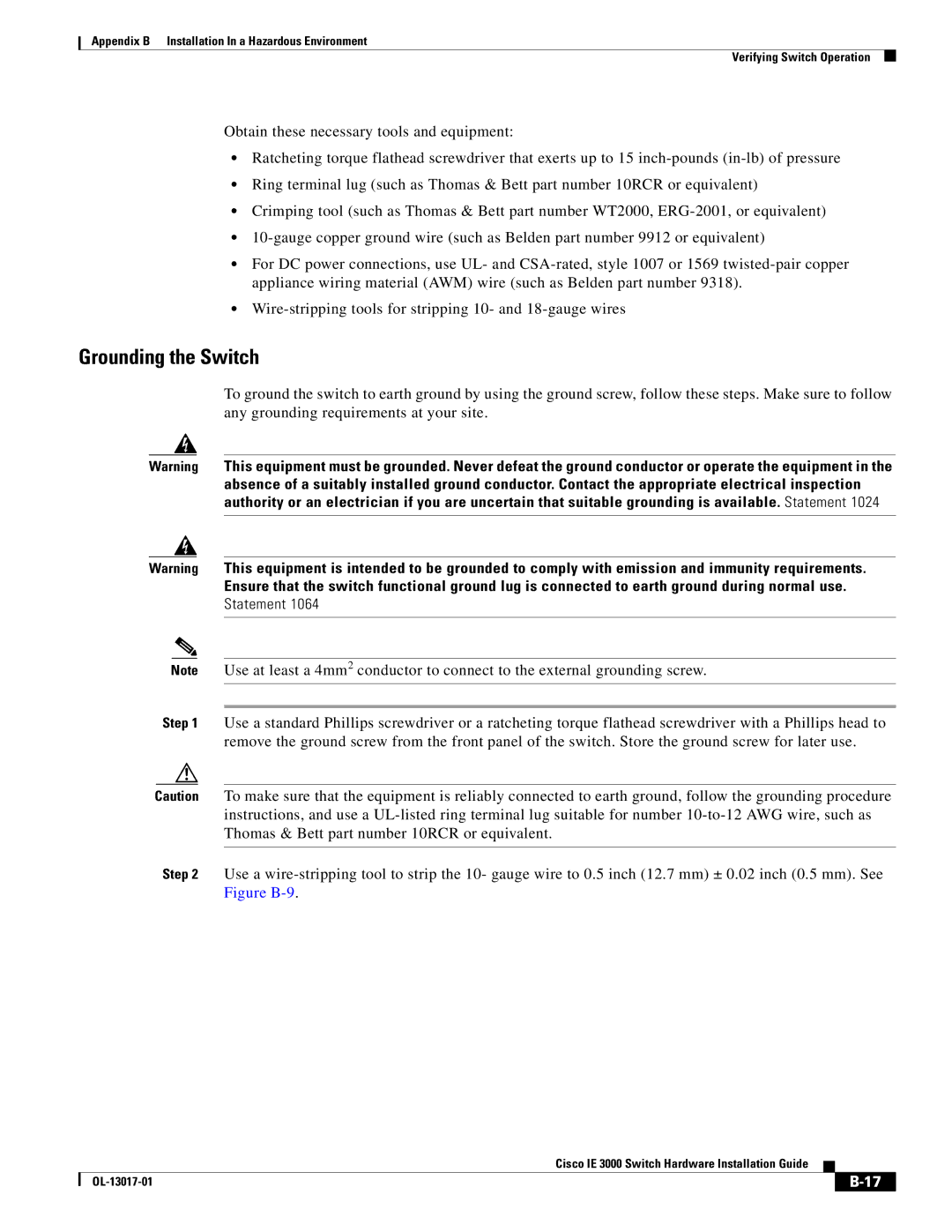 Cisco Systems IE 3000 Series, IEM30004PC manual Grounding the Switch 