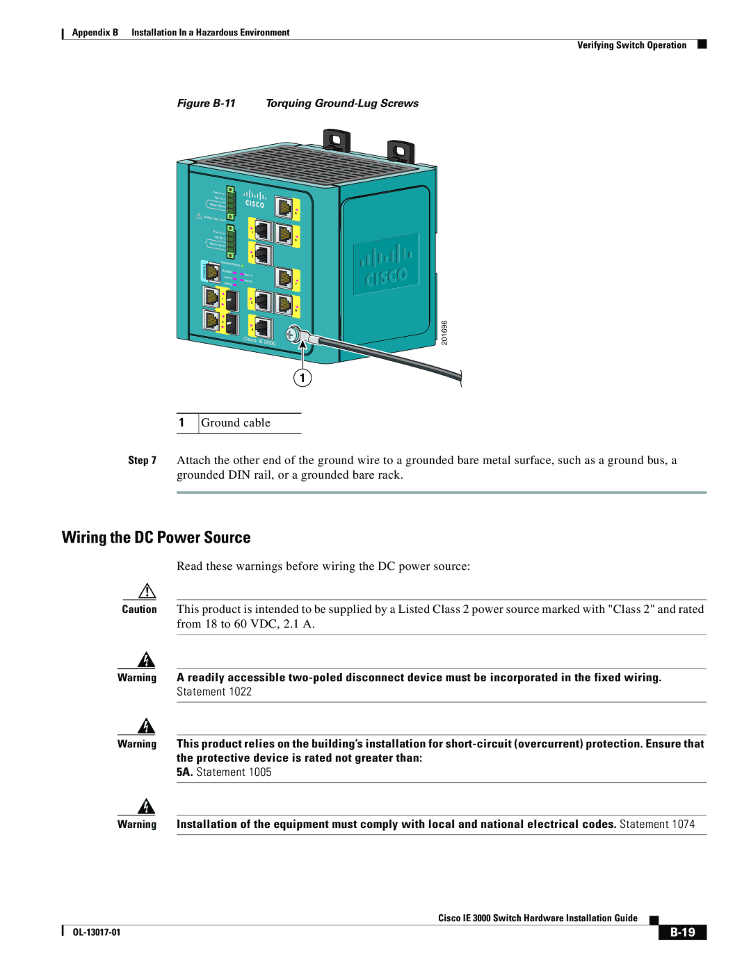 Cisco Systems IE 3000 Series, IEM30004PC manual Read these warnings before wiring the DC power source 