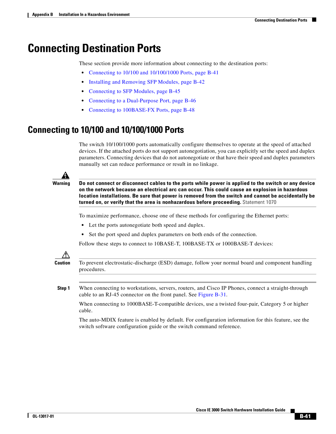 Cisco Systems IE 3000 Series, IEM30004PC manual Connecting Destination Ports 
