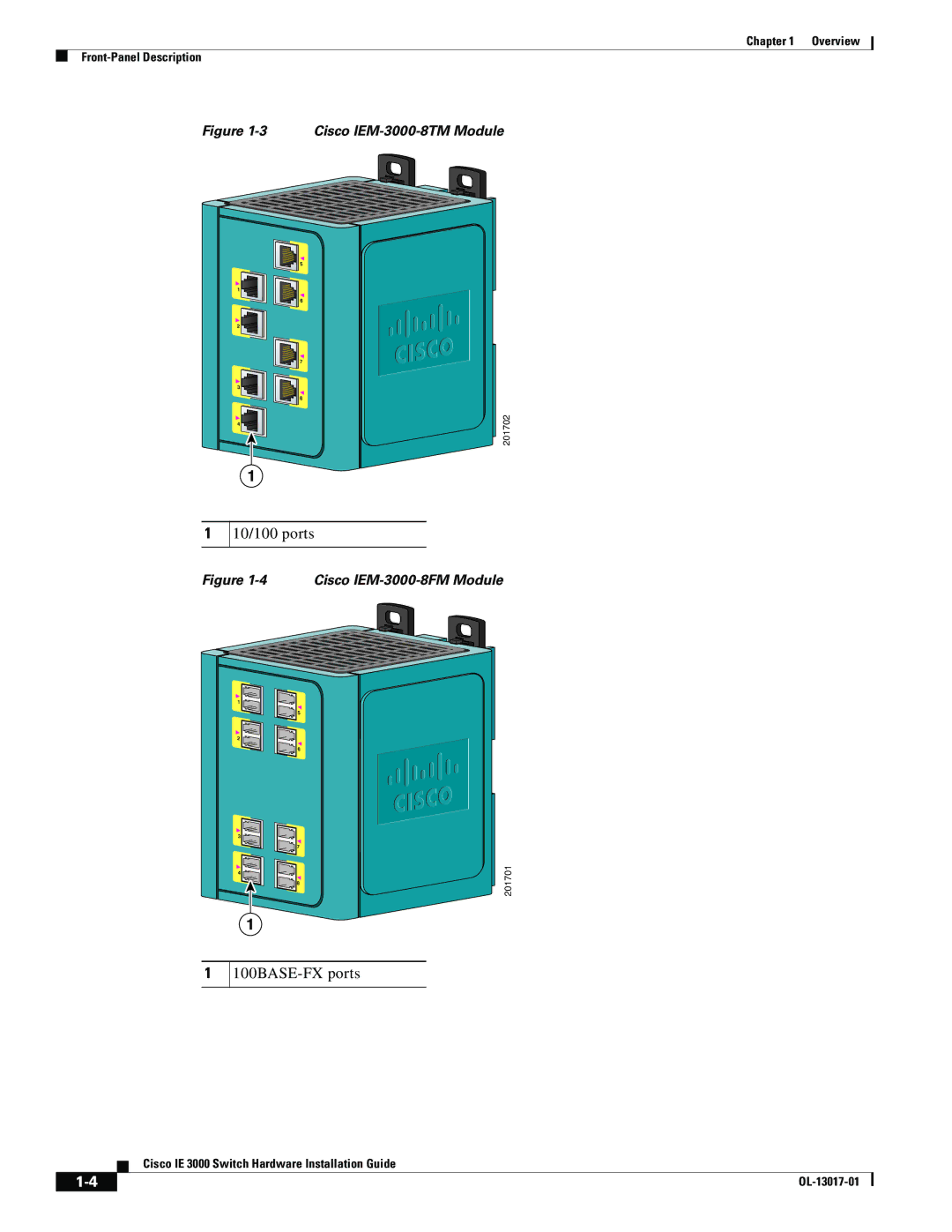 Cisco Systems IEM30004PC, IE 3000 Series manual 100BASE-FX ports 