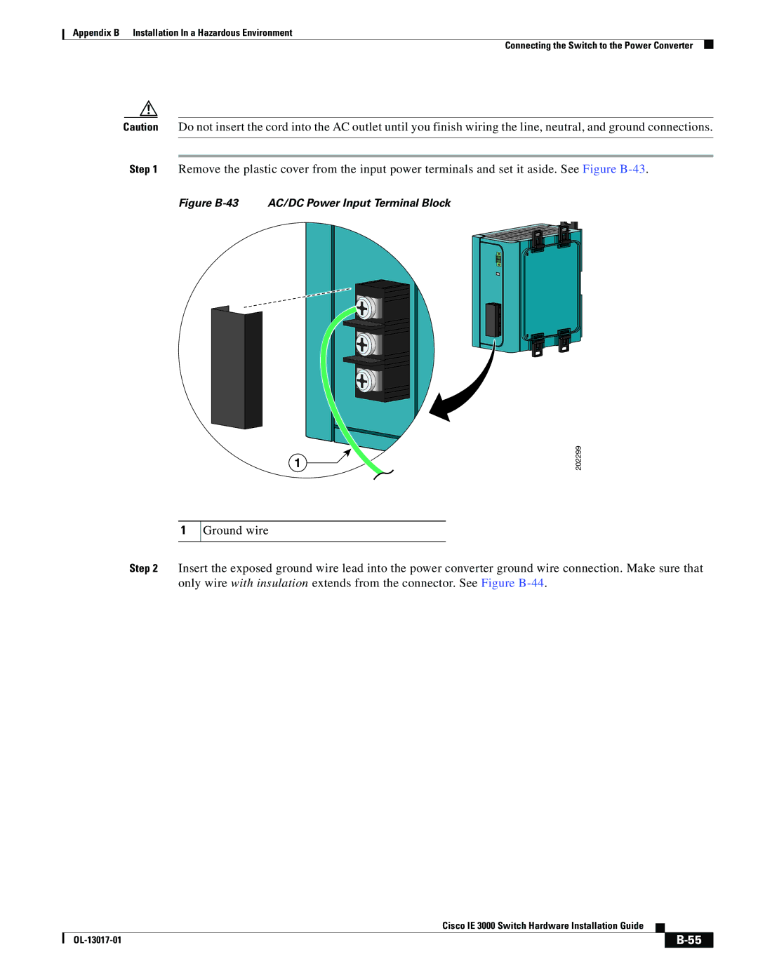 Cisco Systems IE 3000 Series, IEM30004PC manual Figure B-43 AC/DC Power Input Terminal Block 