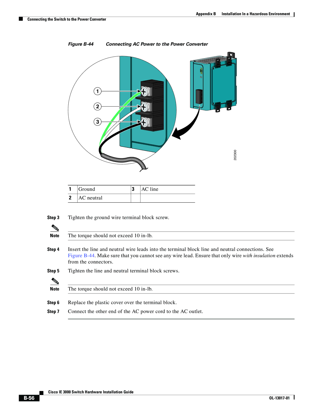 Cisco Systems IEM30004PC, IE 3000 Series manual Figure B-44 Connecting AC Power to the Power Converter 