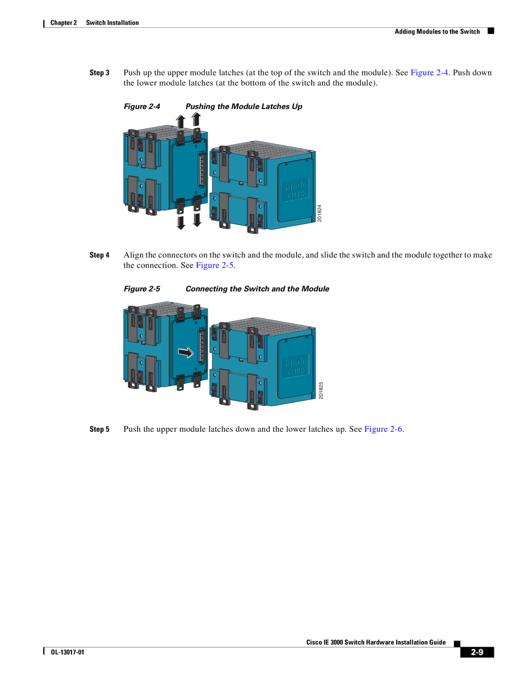 Cisco Systems IE 3000 Series, IEM30004PC manual Pushing the Module Latches Up 