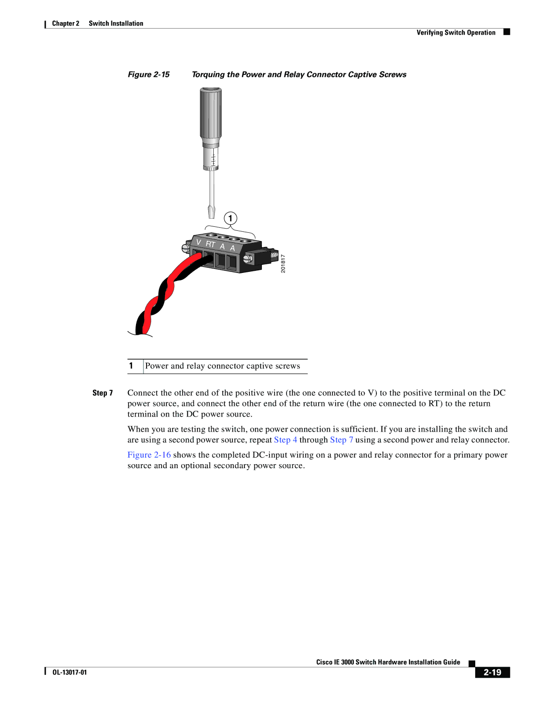 Cisco Systems IE 3000 Series, IEM30004PC manual Torquing the Power and Relay Connector Captive Screws 