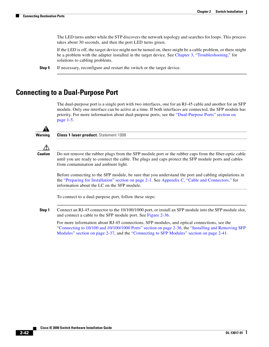 Cisco Systems IEM30004PC, IE 3000 Series manual Connecting to a Dual-Purpose Port 