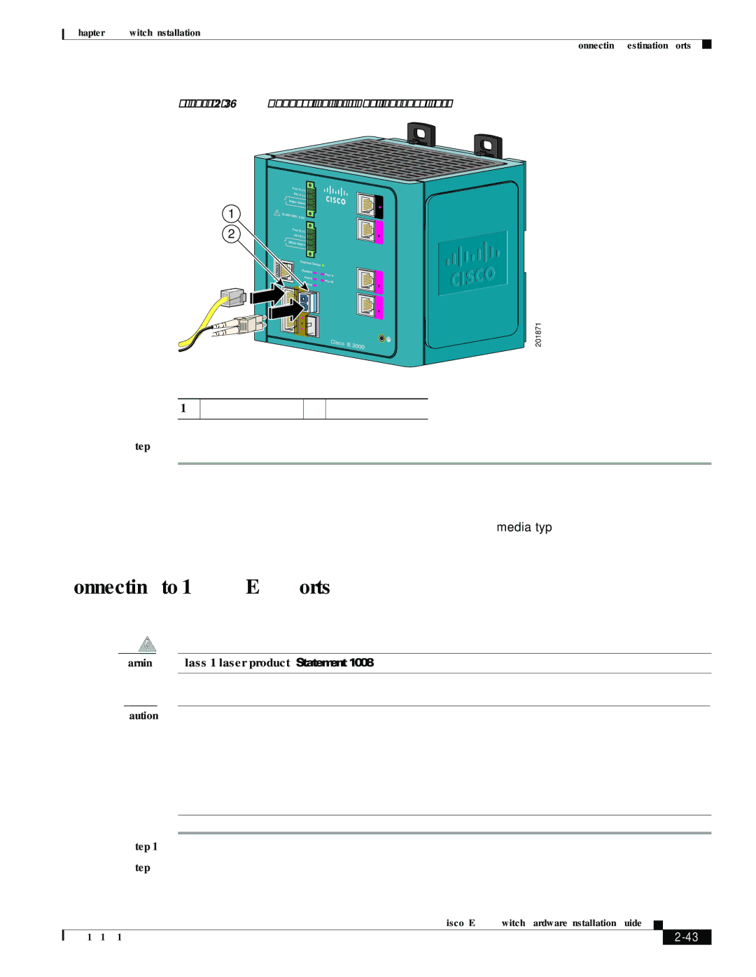 Cisco Systems IE 3000 Series, IEM30004PC manual Connecting to 100BASE-FX Ports, Connecting to a Dual-Purpose Port 