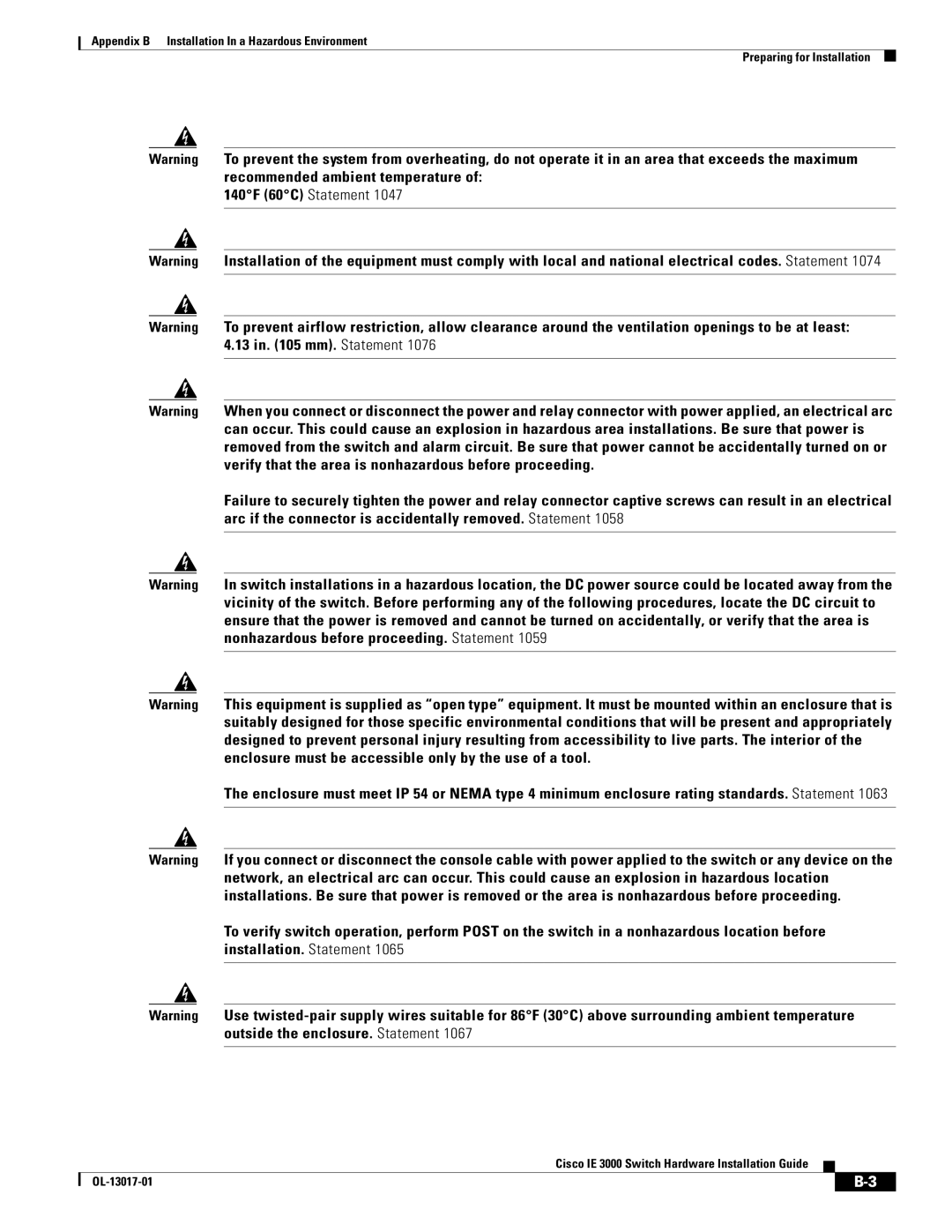 Cisco Systems IE 3000 Series, IEM30004PC manual 140F 60C Statement 