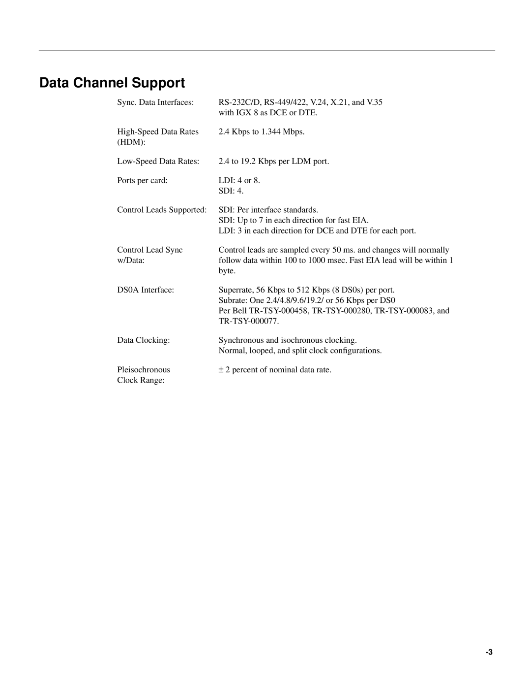 Cisco Systems IGX 8 appendix Data Channel Support 