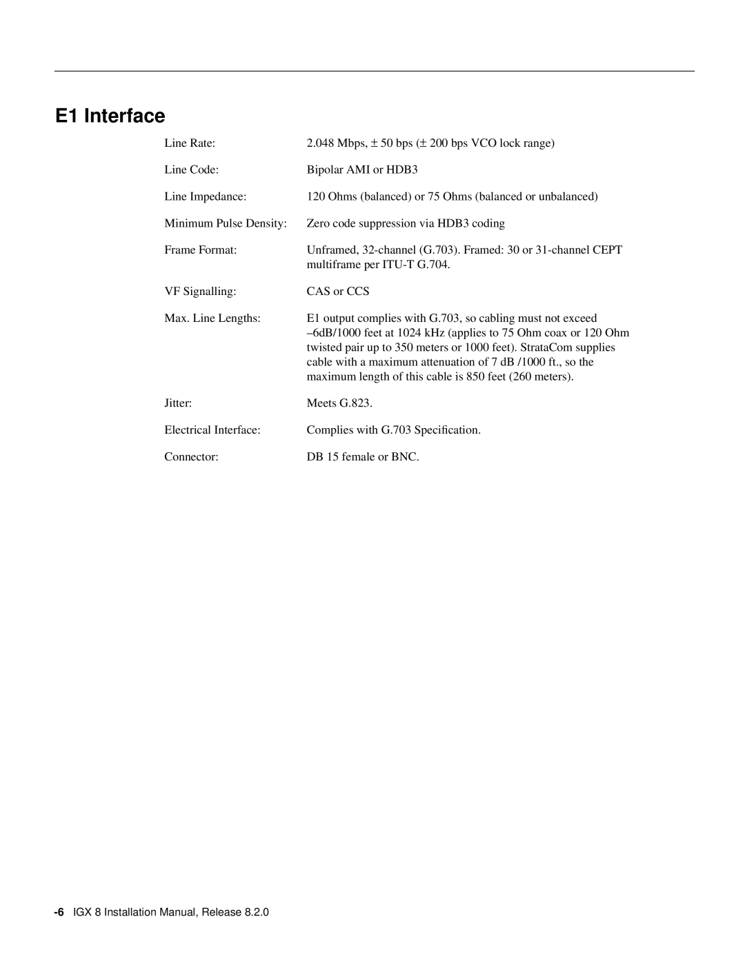 Cisco Systems IGX 8 appendix E1 Interface 