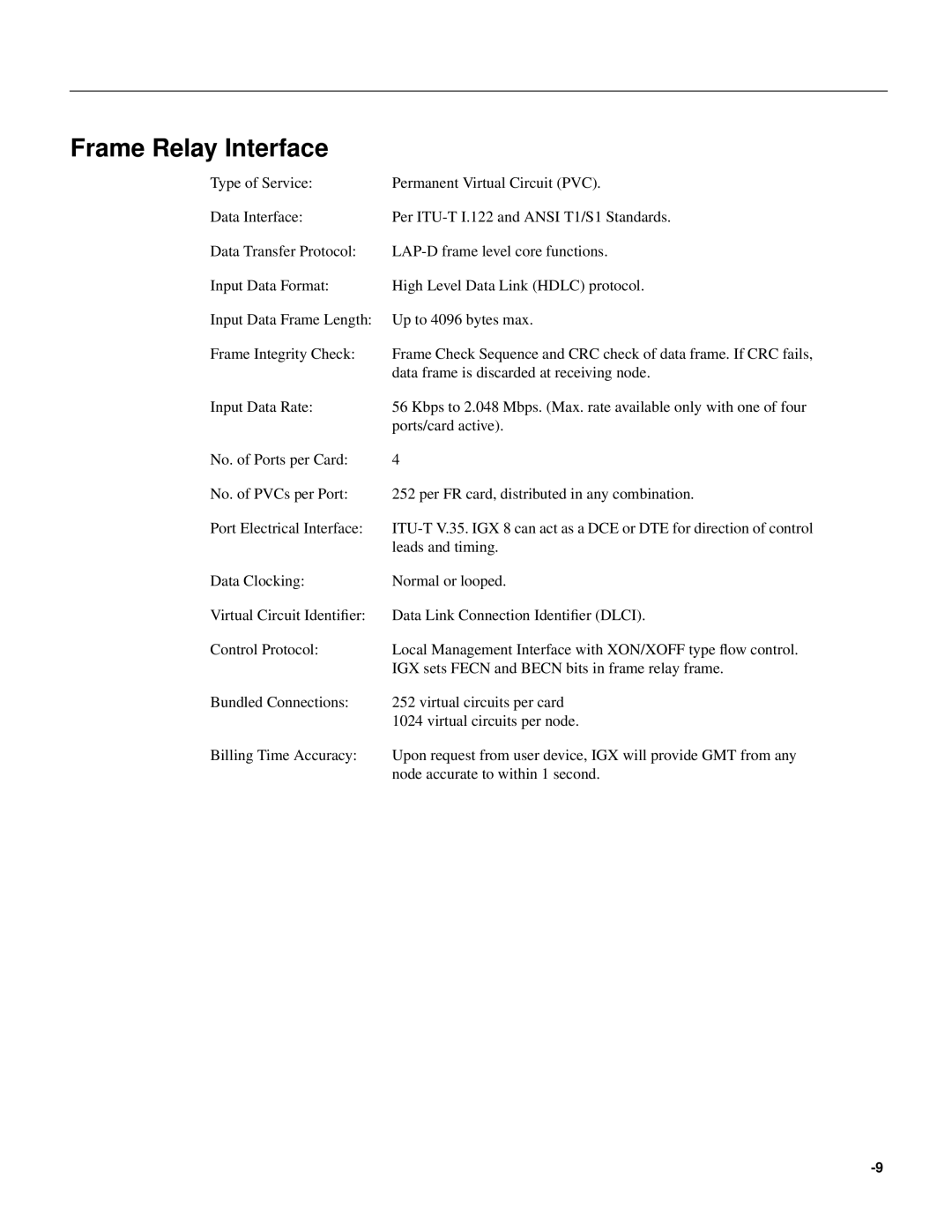 Cisco Systems IGX 8 appendix Frame Relay Interface 