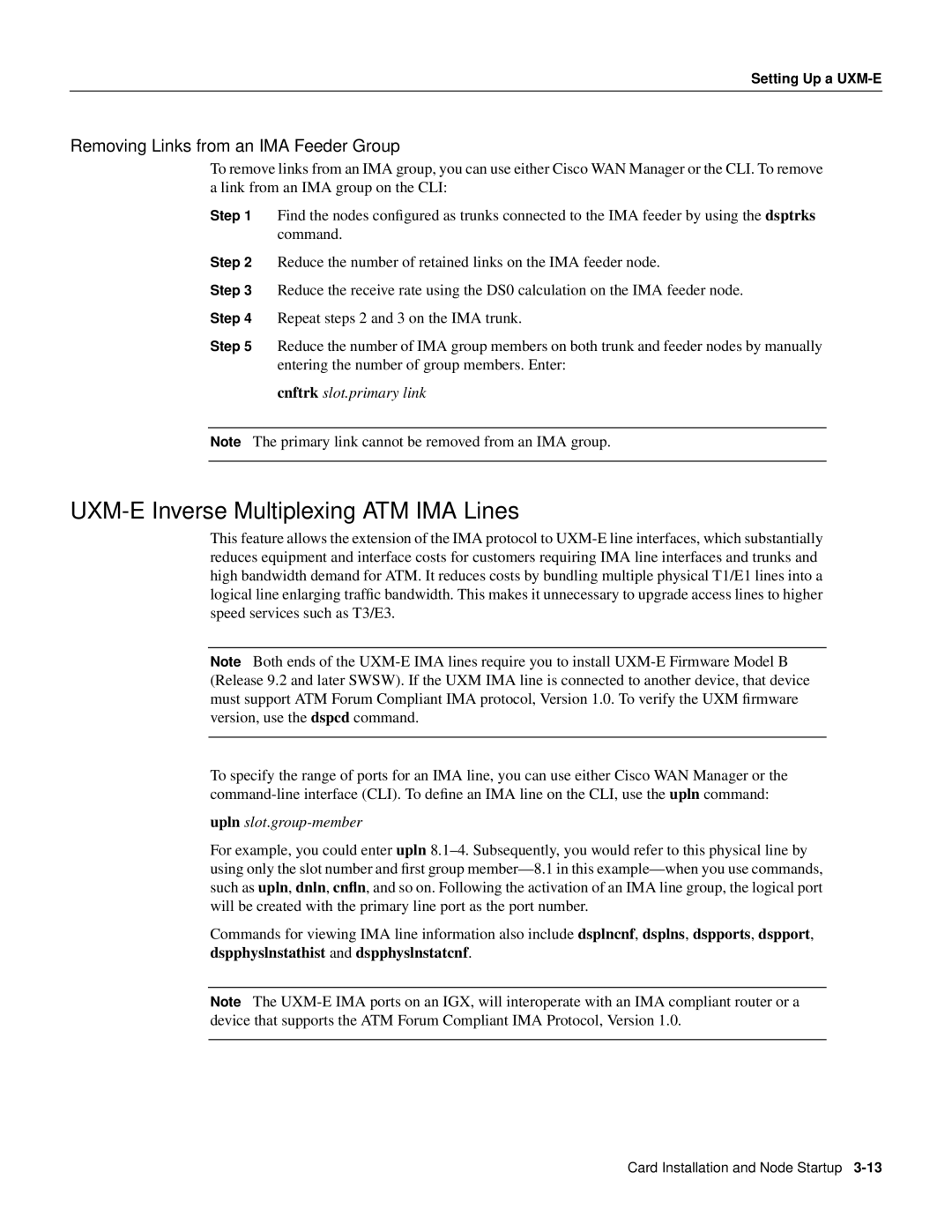 Cisco Systems IGX 8400 Series manual UXM-E Inverse Multiplexing ATM IMA Lines, Removing Links from an IMA Feeder Group 