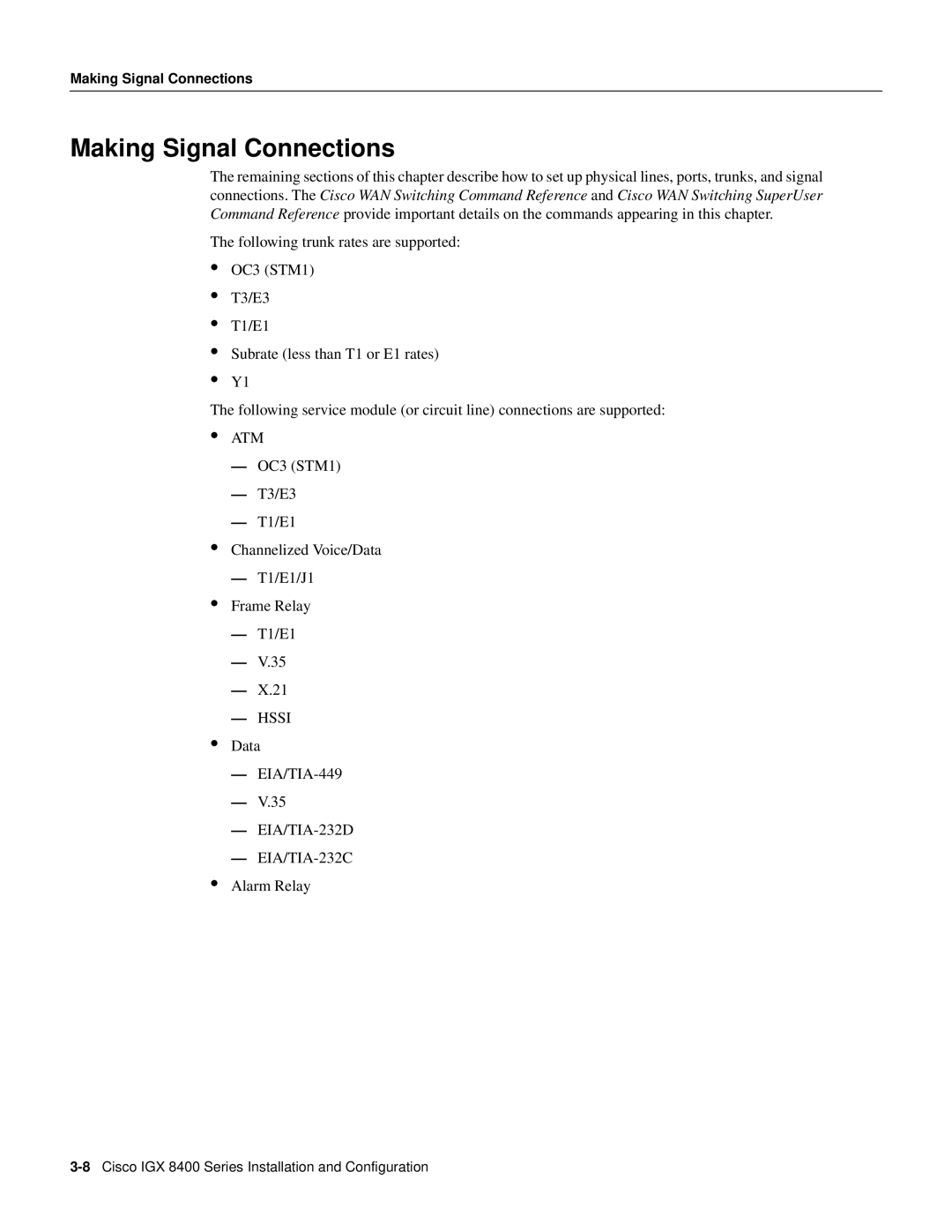 Cisco Systems IGX 8400 Series manual Making Signal Connections 